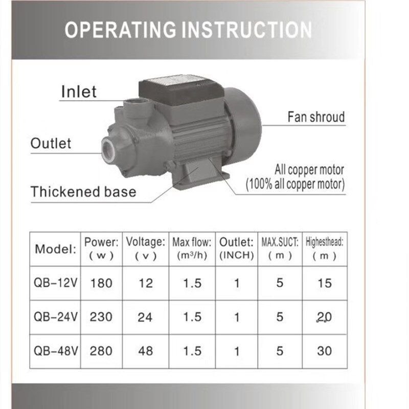 Pompa Sentrifugal QB60 DC Vort - Solar Irrigation Pump 12V ulasan dan harga