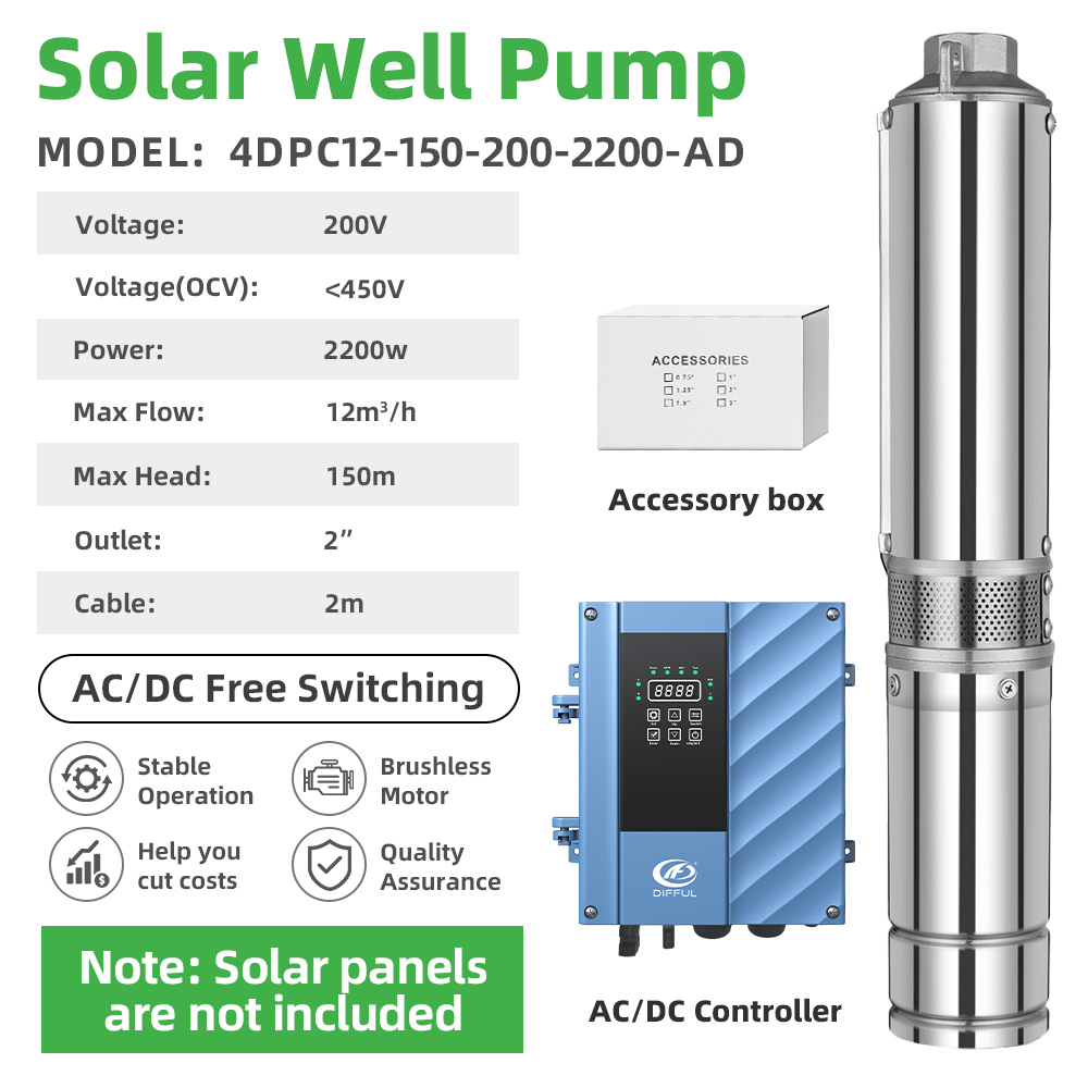 Pompa Air Submersible Tenaga S - Solar Water Pump 2200W 4 Inch ulasan dan harga